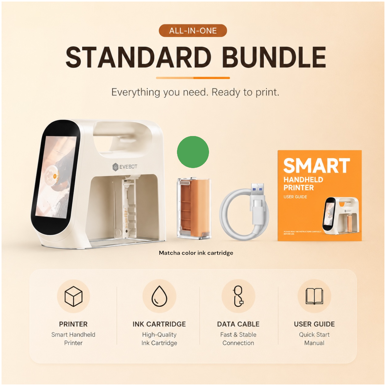 Evebot Smart Handheld
Printer for Coffee, Bread & Desserts