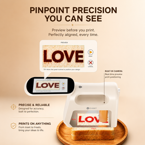 Evebot Smart Handheld
Printer for Coffee, Bread & Desserts