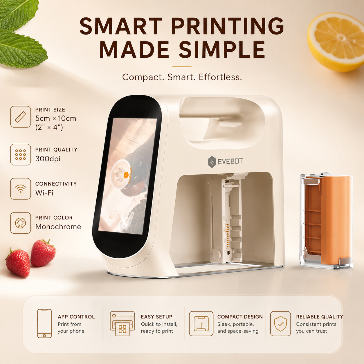 Evebot Smart Handheld
Printer for Coffee, Bread & Desserts
